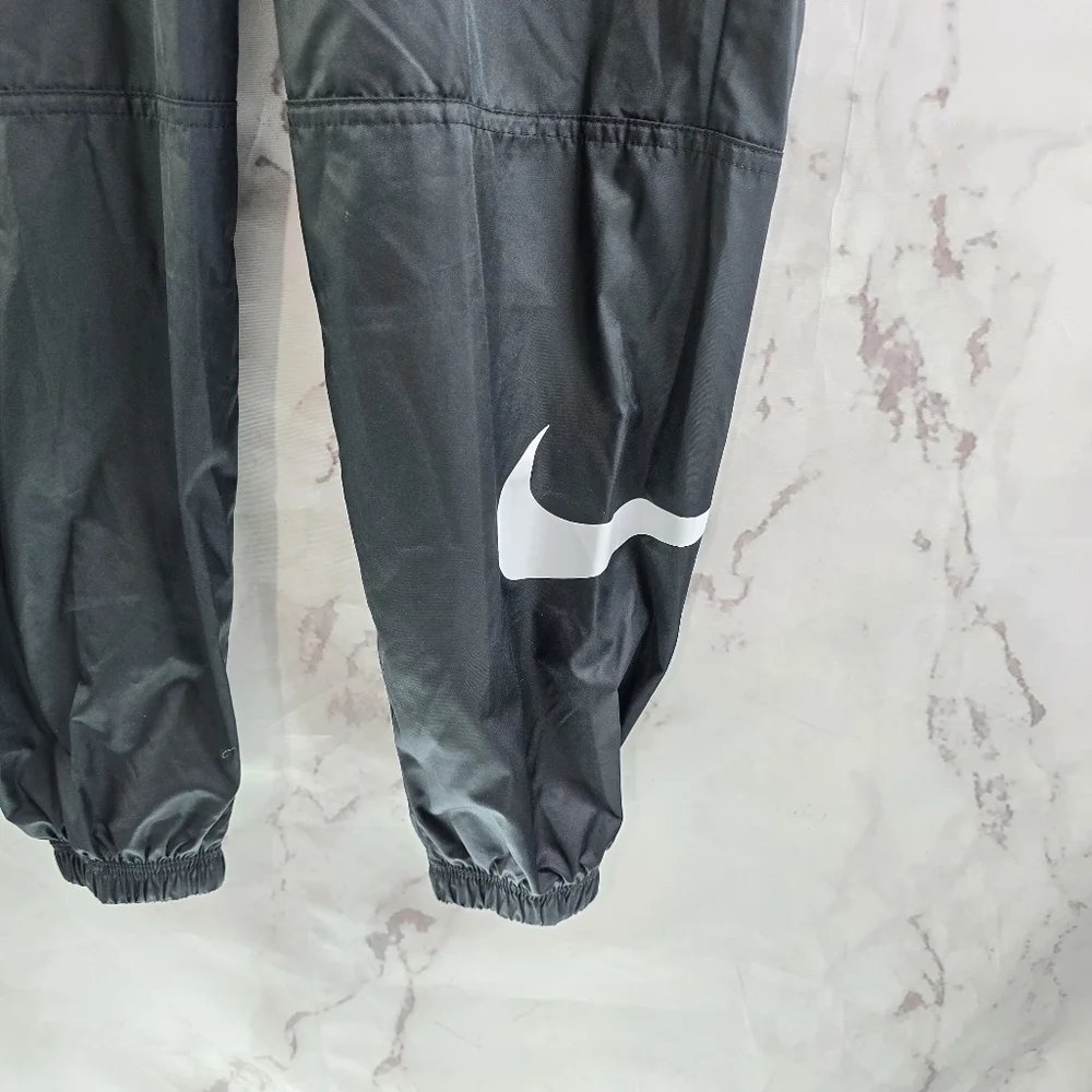 Nike Pants Women XS Black Windbreaker Track Swoosh Jogger Tapered Belted